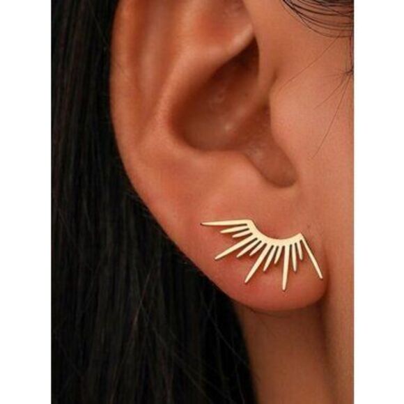 Jewelry - Gold Plated Stainless Steel Sun Rays Stud Earrings